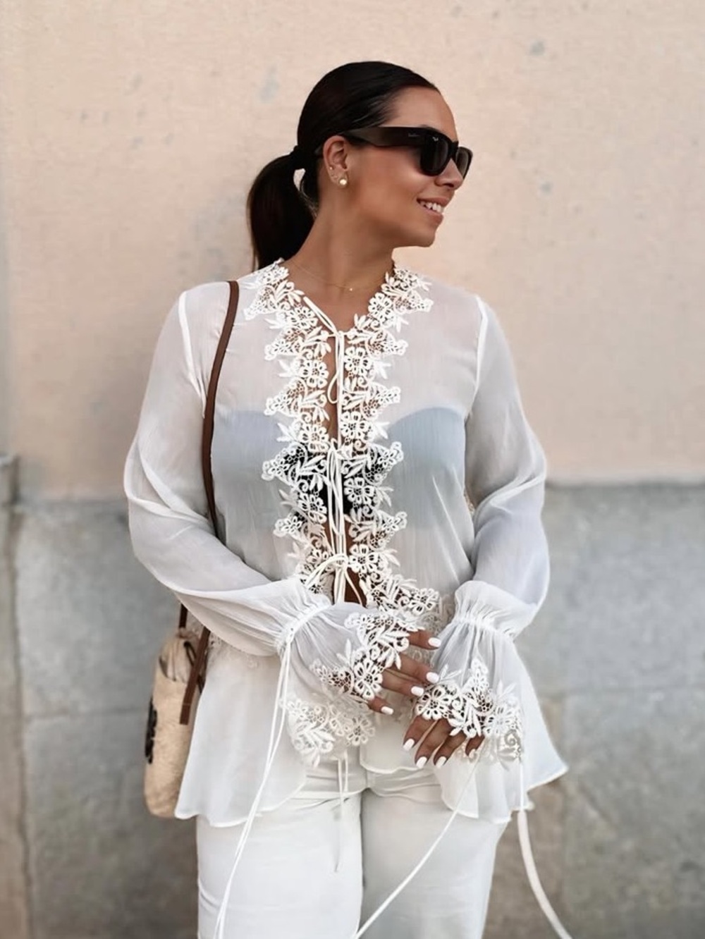 NWT Zara ZW Collection Combination Lace Blouse